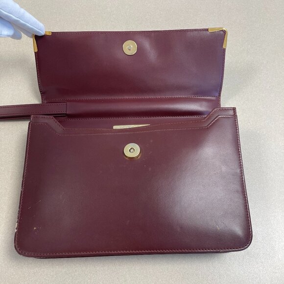 Cartier Must de Cartier Burgundy Leather Clutch w/ Retractable Strap  - Preowned - Picture 5 of 14